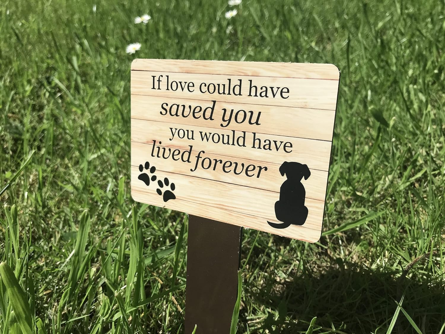 Dog Memorial Plaque with Ground Stake, Garden Grave Marker - Perfect Pet Tribute with a Choice of Remembrance Poems. Waterproof and Hardwearing. Shipped Globally. (Lived Forever) image number 1