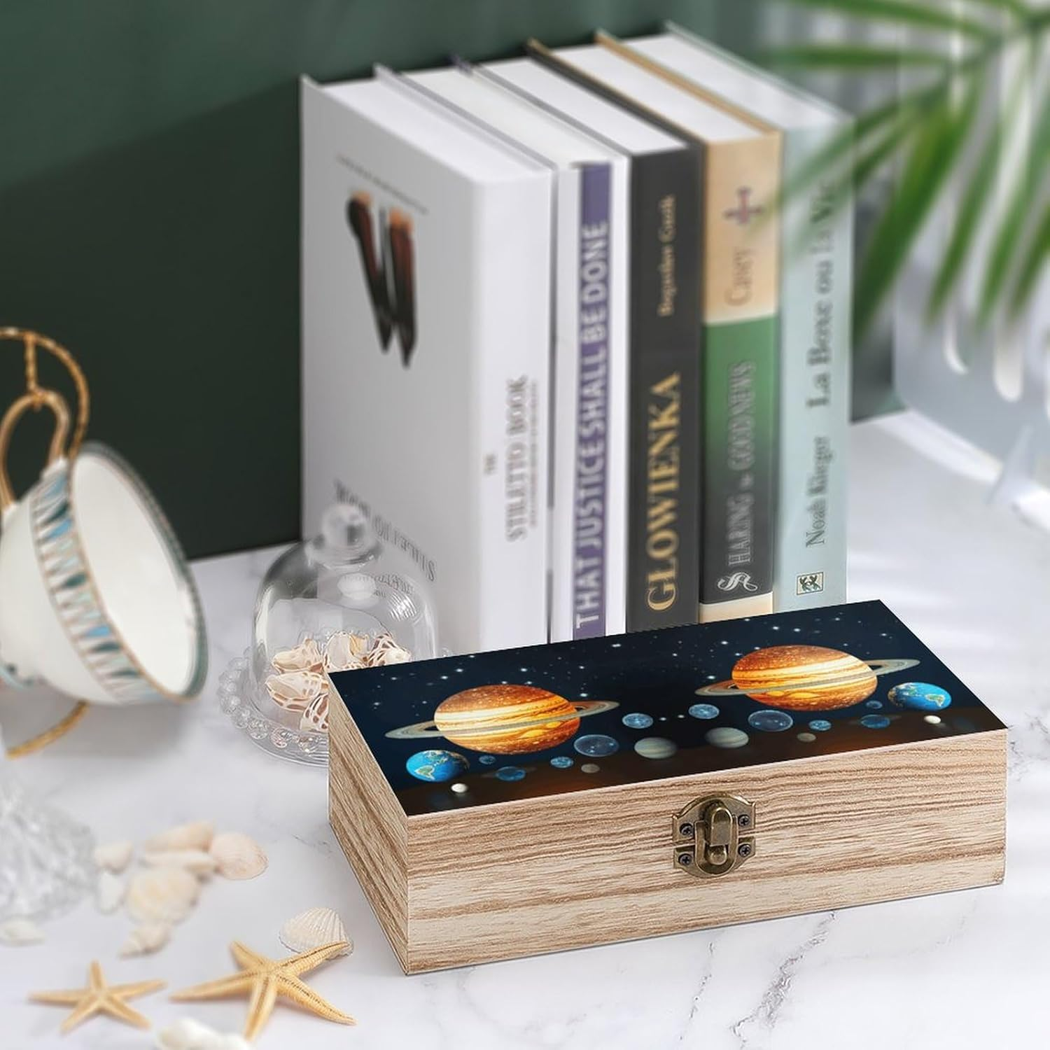 Solar System Planet Wooden Box Wood Wedding Keepsake Boxes with Lids Small Decorative Boxes Lightweight Wooden Memory Storage Box for Crafts Keepsakes Jewelry Photo Letter Storage image number 5