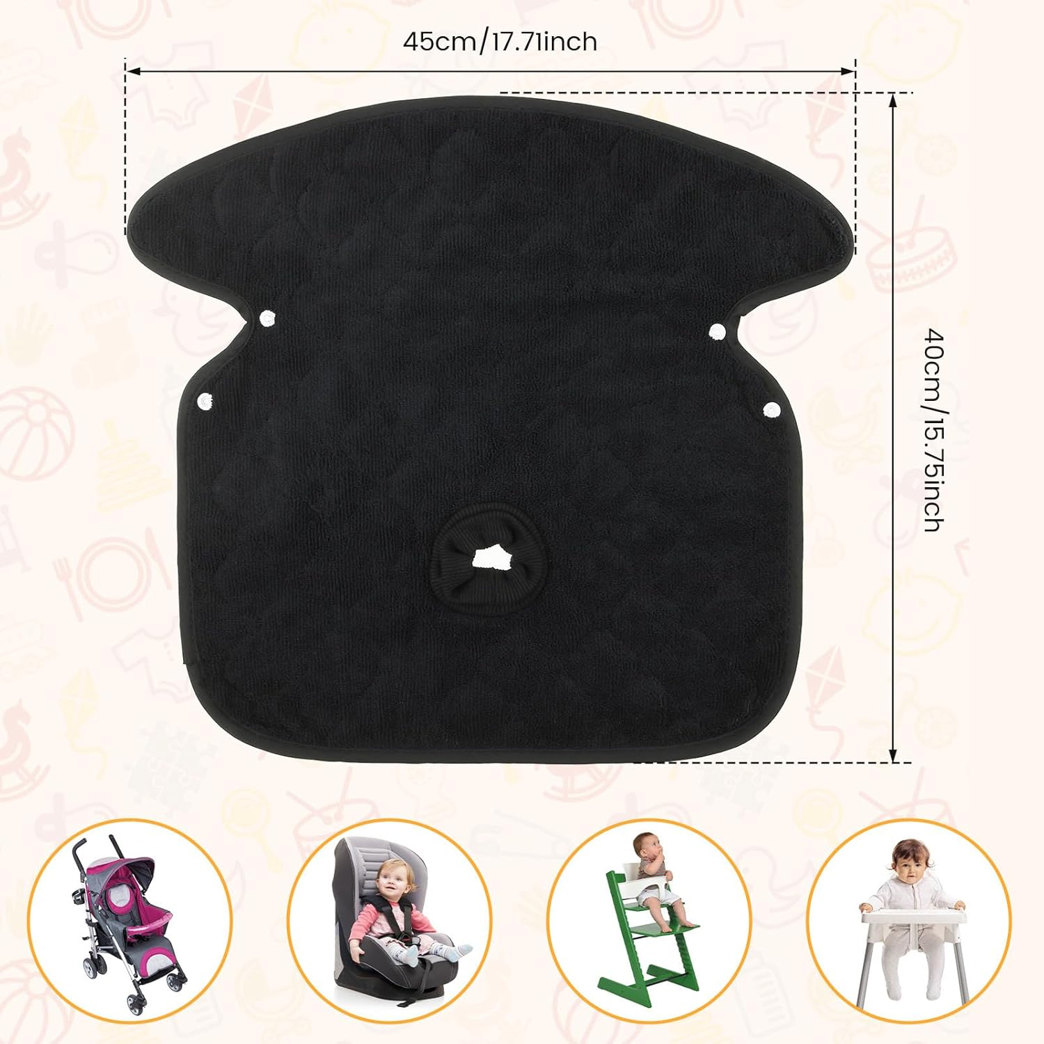 2 Pack Infant Car Seat Protector for Potty Training, Dry Waterproof Car Seat Liner Toilet Training, Reusable Piddle Pads Cover, 4 Layer Leakage Protection Vehicle Seat Liner for Chair (Black) - Light Grey image number 6