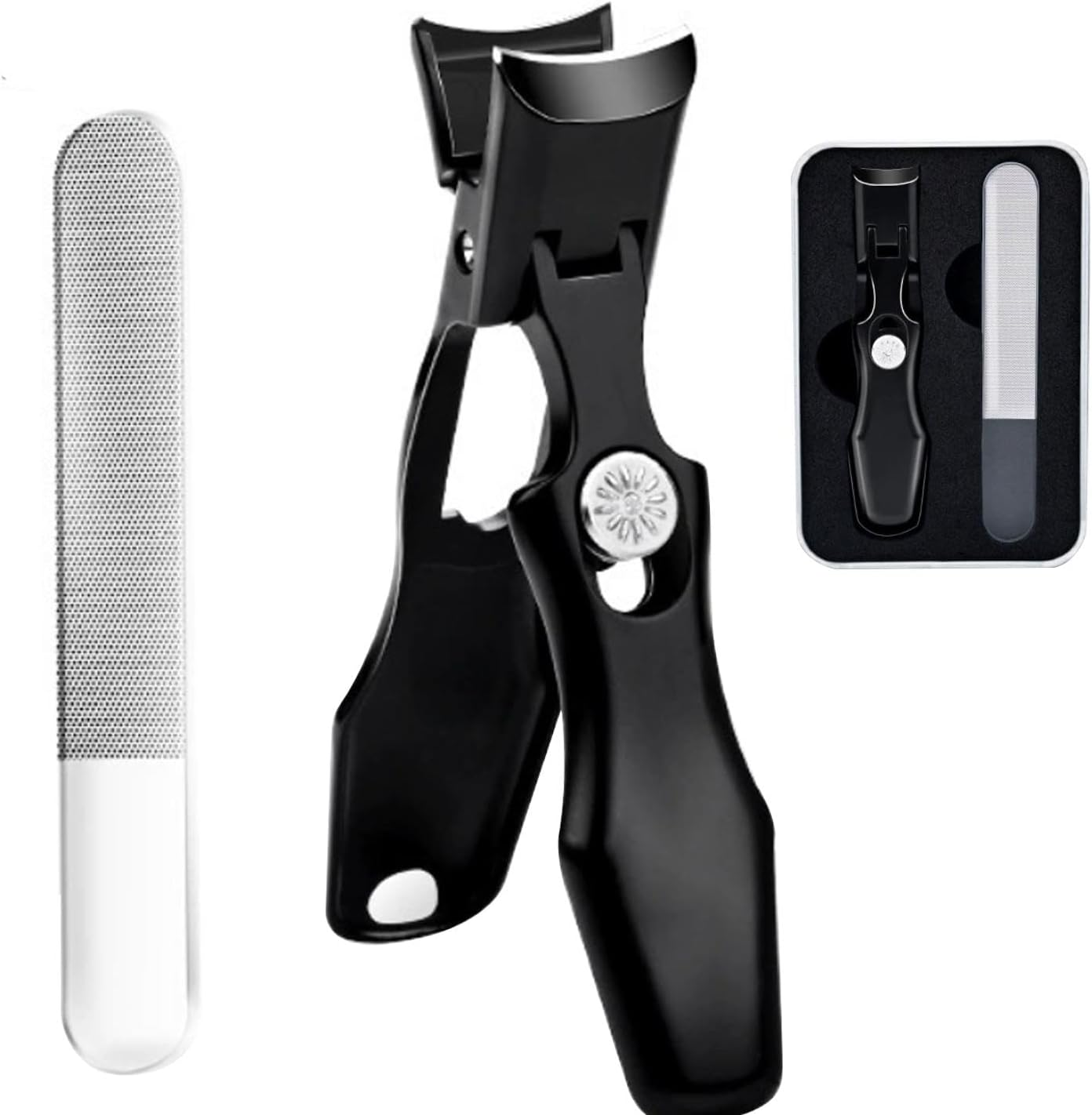 Nail Clippers German Nail Clipper for Men Professional Extra Large Heavy Duty Toe Clippers Fingernail Cutters Long Handle with Catcher File for Men Tough Nails Seniors Adults(Color:Black) image number 2