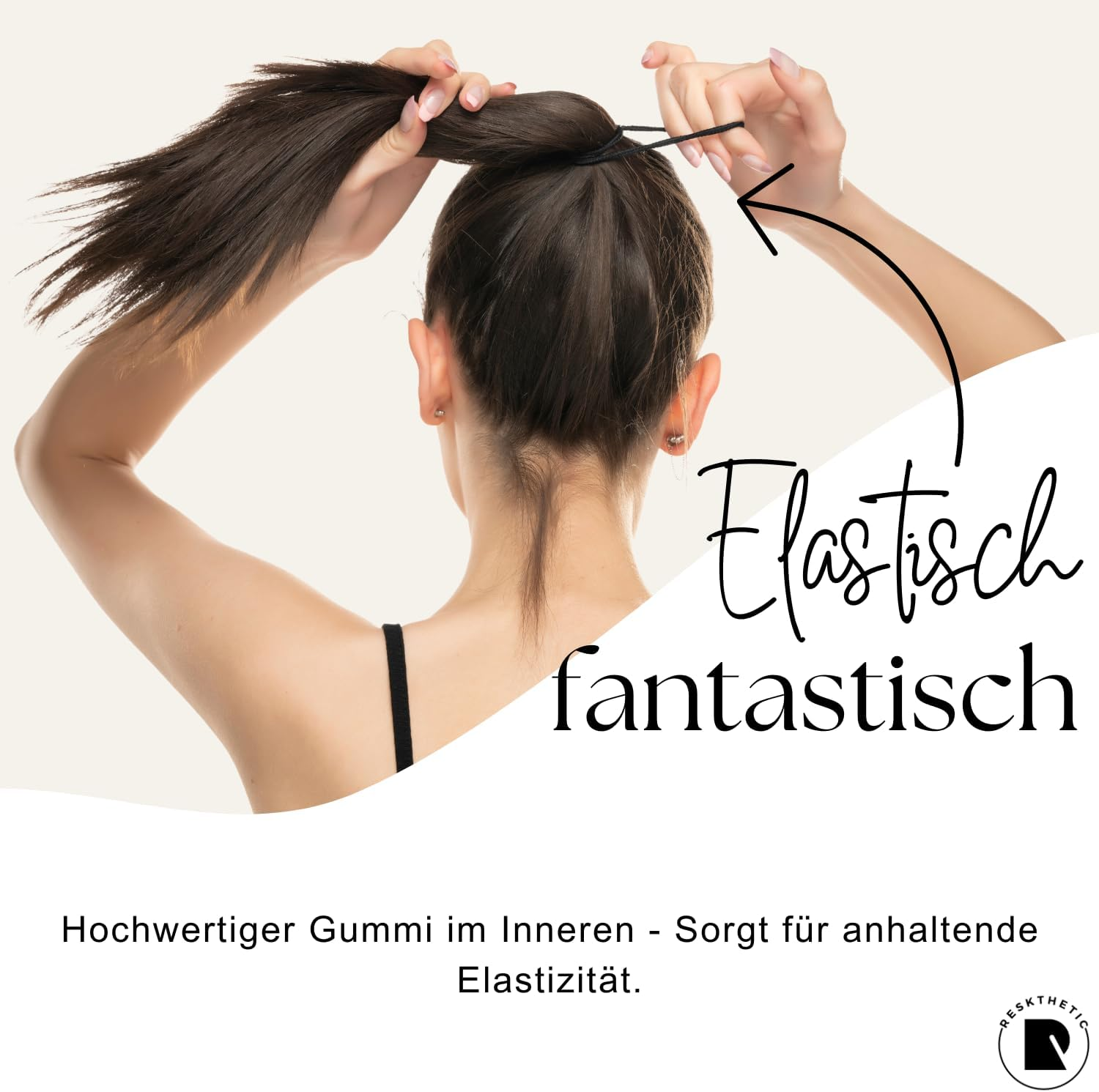 Reskthetic&reg; - Hair Bobbles Pack of 24 (4 Mm) Made of High-Quality (Very Tear-Resistant), Environmentally Friendly and Odourless, Metal Free for Girls, Women and Men (Brown) - Brown image number 4