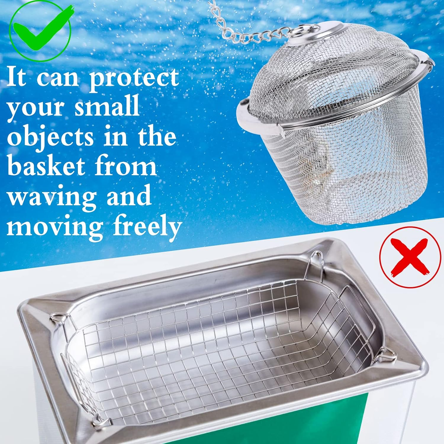 5 PCS Ultrasonic Cleaner Baskets Ultrasonic Parts Cleaner Ultrasonic Steam Cleaner Holding Baskets Tea Leaking Tea Ball Mesh Tea Infuser for Parts Holding Cleaning Ball Ultrasonic Parts Cleaner image number 6