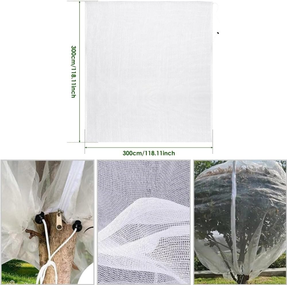 Fruit Tree Netting with Zipper and Drawstring, Large 10Ft X 10Ft Garden Mesh Cover Blueberry Bush Tomato Cover Bird Netting for Protecting Garden Trees Vegetables Flowers image number 4