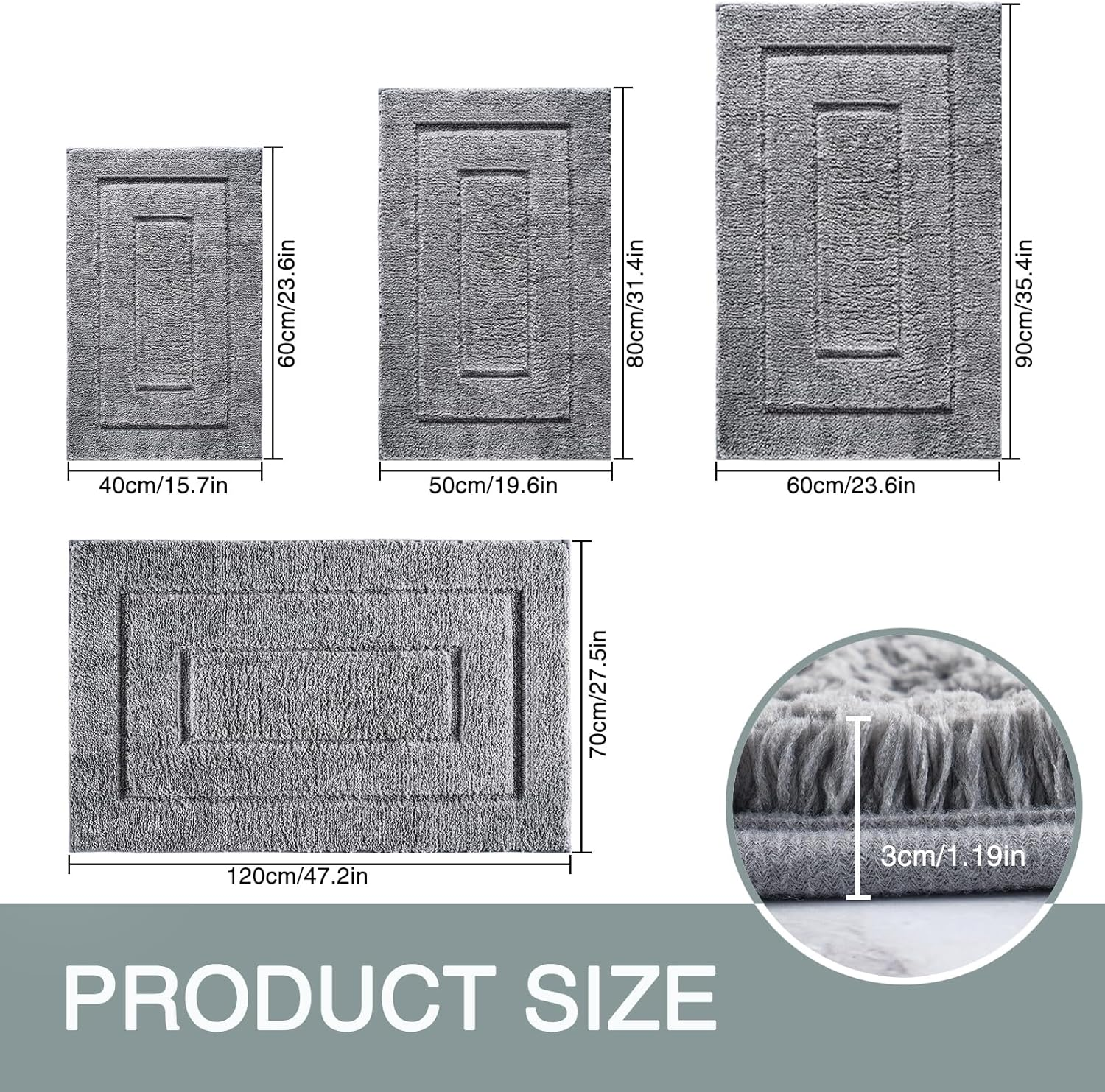 DUNSOO Bathroom Rug, Bath Mat, Floor Mat, Non-Slip, Washable, Soft Bath Mat, Water-Absorbent, Microfibre Bath Mat for Shower, Bath and Toilet - Grey, 40 X 60 Cm image number 4