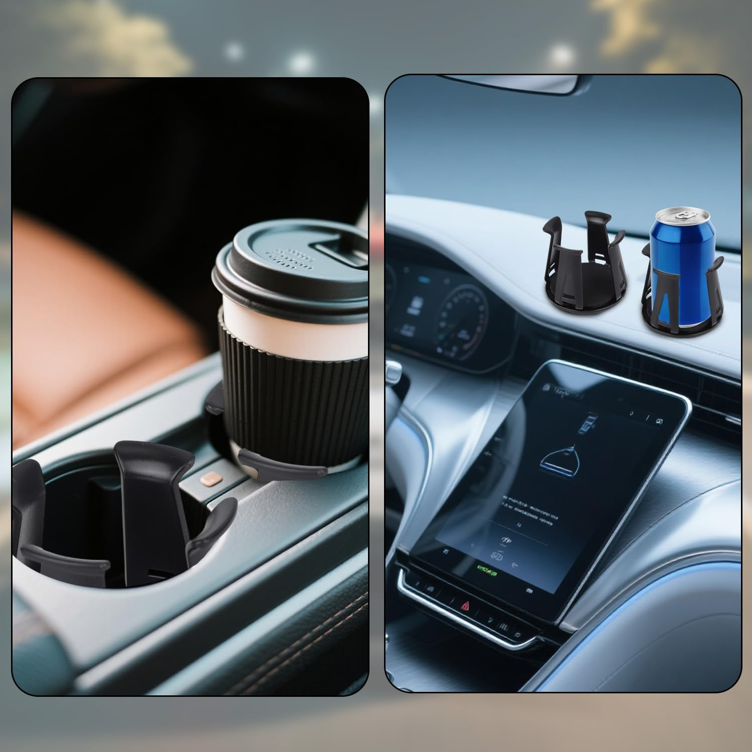 2Pcs Car Cup Holders Insert, Self-Adhesive Automotive Cupholder Wiggle Free Design Easy to Use Automotive Interior Accessories for Fixing Water Cups and Drinks (Black) image number 4