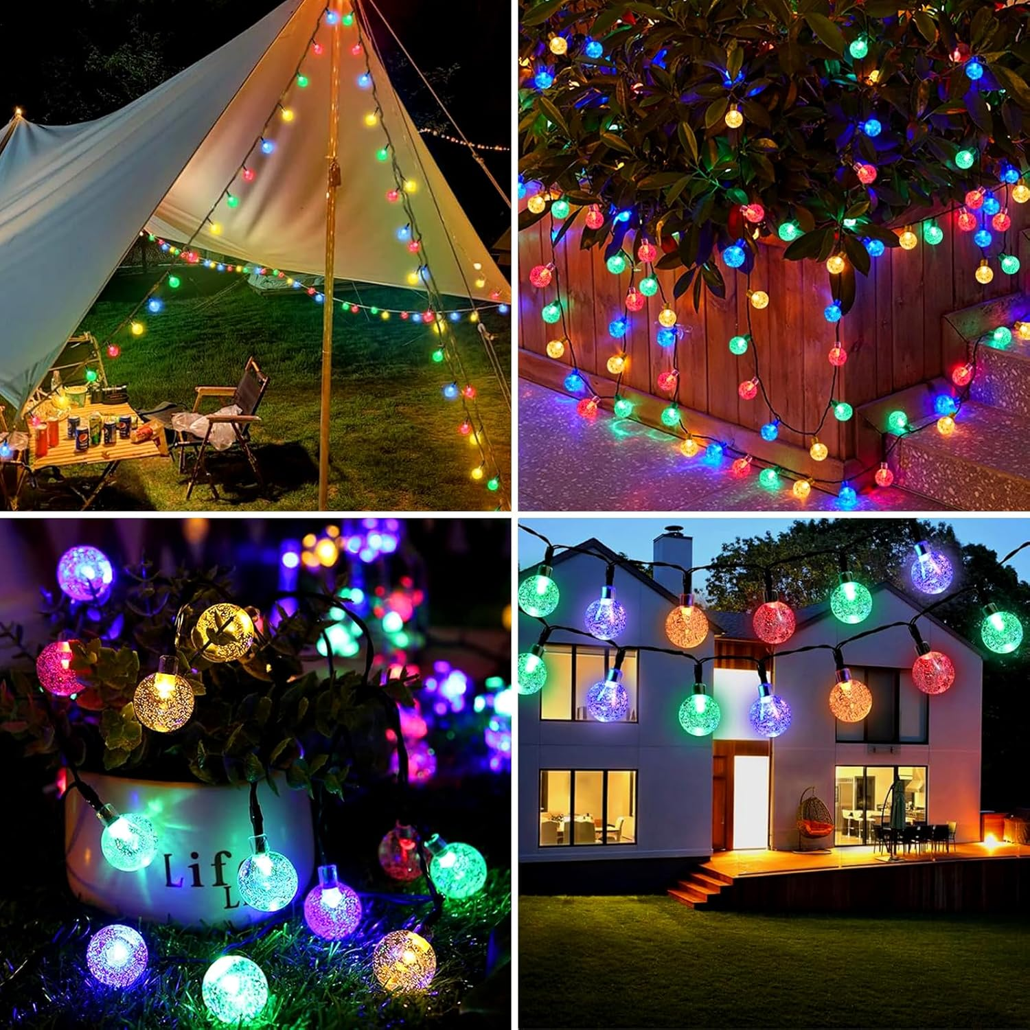 LED Fairy Lights Indoor Outdoor 100 Leds Ball Fairy Lights 12 M 8 Modes Waterproof Fairy Lights Solar Bubble Ball Lights for Christmas, Wedding, Party, Garden, Bedroom image number 4
