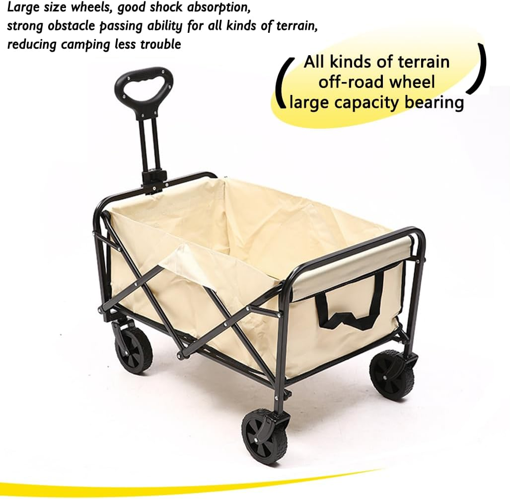 200L Foldable Garden Trolley Wagon Cart Outdoor Camping Beach Trailer with Brakes (White) image number 3