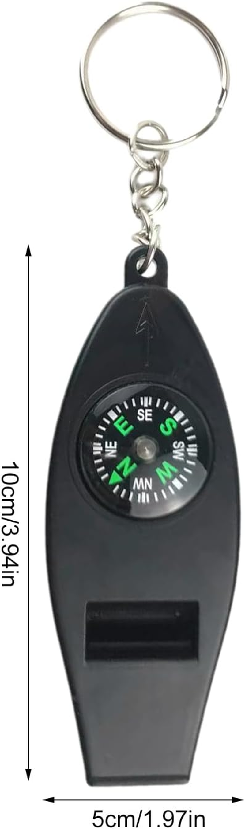 Safety Whistle Keychain &ndash; Survival Emergencys Whistle, Outdoor Signal Tool | 4 in 1 Compass Thermometer Accessory, Loud Hiking Safety Device, for Camping Adventures and Wilderness Exploration image number 3