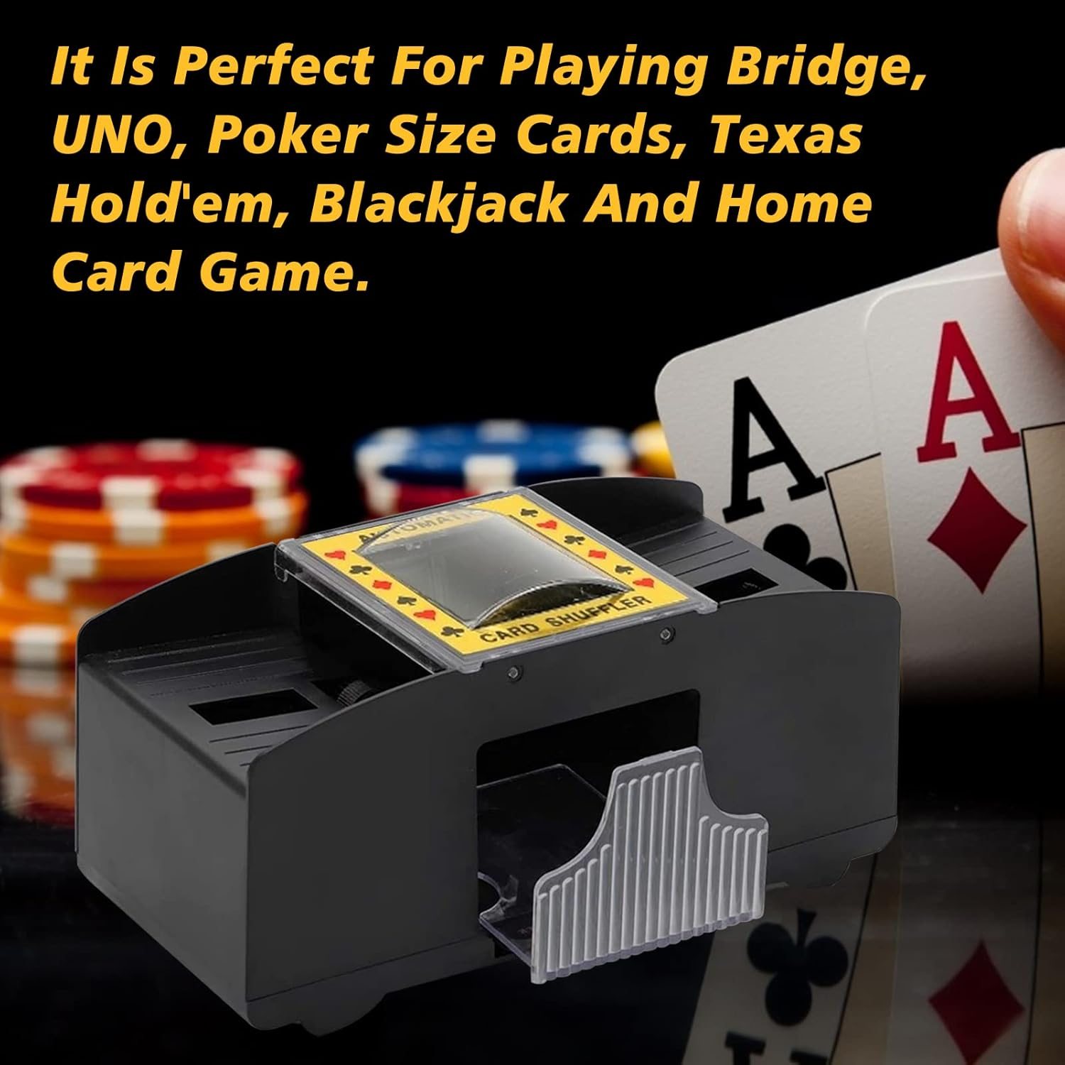 Automatic Card Shuffler 1-2 Deck, Electric Poker Card Shuffler Machine for UNO Playing Card Game, Electric Shuffler Machine for Blackjack, Texas Hold'Em, Family Party Travel (Battery Operated) image number 6