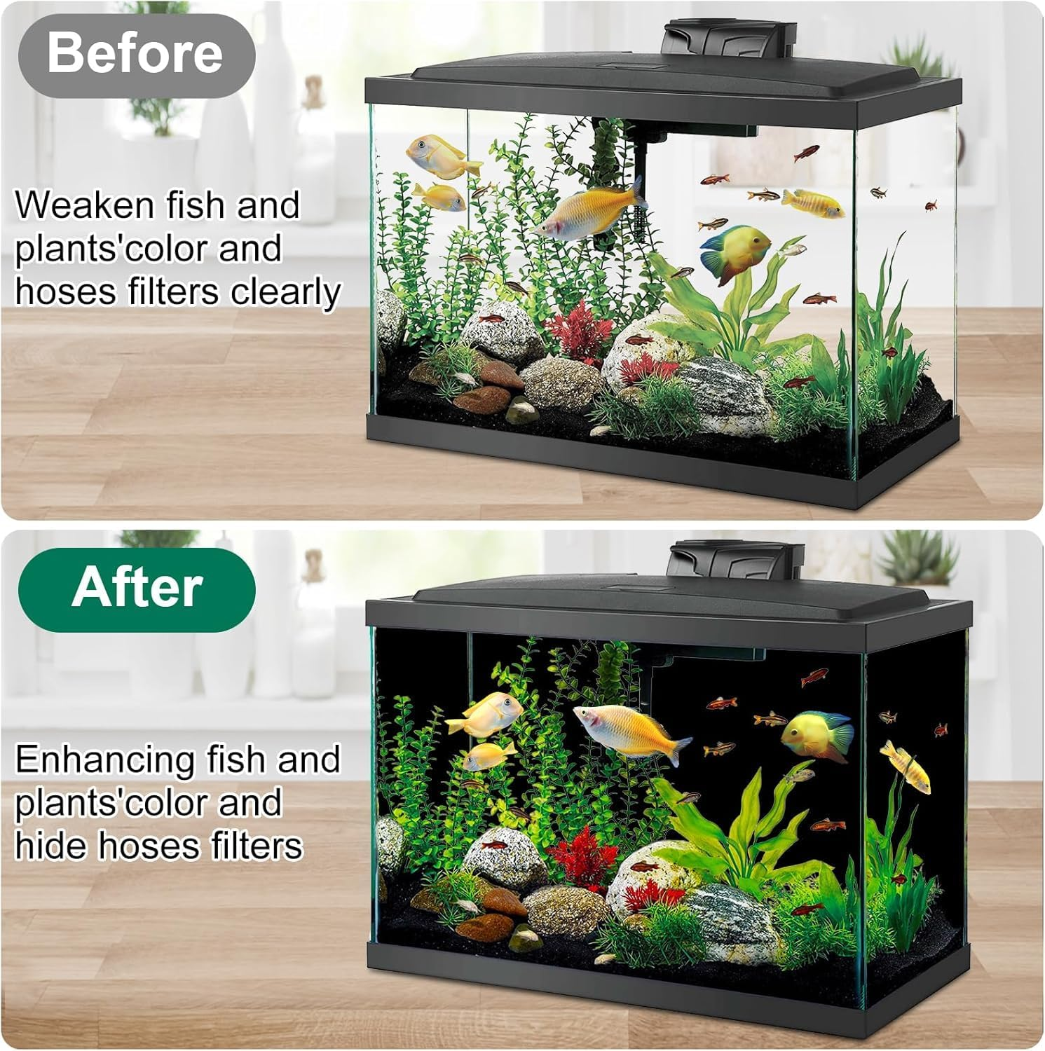 30Cm Black Aquarium Background Sticker, Fish Tank Aquarium Poster Wallpaper for Premium Static Aquarium Decoration and Fish Coloring image number 3