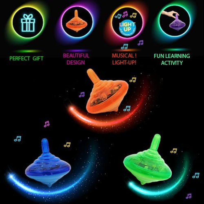 Hanukkah Musical Light-Up Dreidel Spinning Tops Set, Plays 2 Classic Hanukkah Songs, Assorted Colors (4-Pack) image number 6