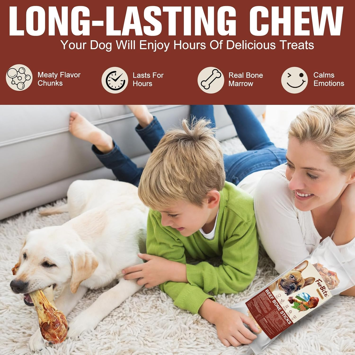 2-Pack Giant Beef Bones - Long-Lasting Chew Treats for Large Dogs | Grass-Fed Beef Bone for Heavy Chewers, Teeth-Cleaning (2PC) image number 6