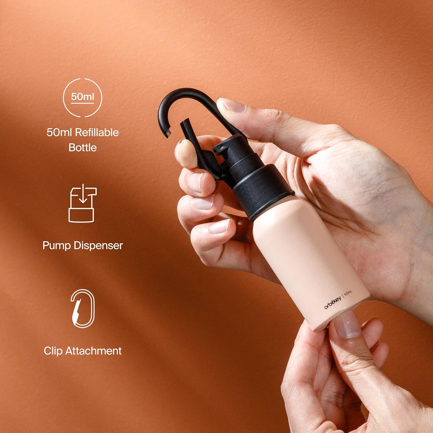 Orbitkey Clip-On Refillable Bottle 50Ml - Black image number 6