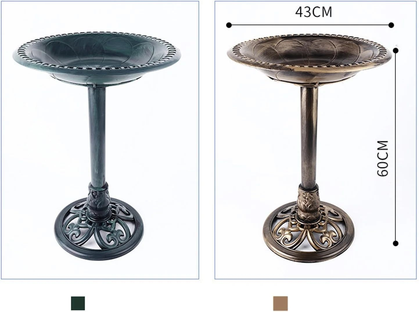 Birdbath Feeder Station Outdoor Pedestal Garden Yard D&eacute;cor Bird Bath Water Tray Bronze image number 1