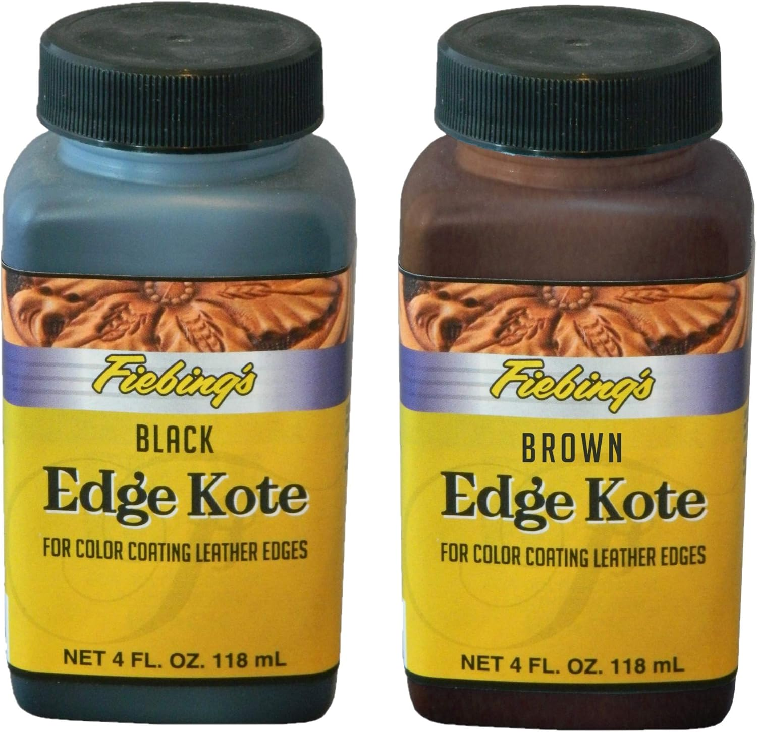 Fiebing&rsquo;S Edge Kote Black and Brown, 2-Pack - Color Coats Leather Edges - 4 Oz image number 2