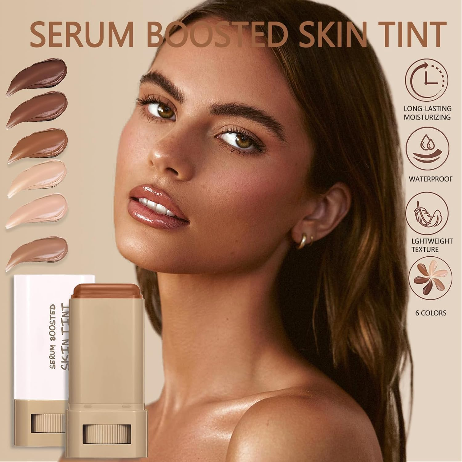 Foundation Stick Beauty Balm Serum Boosted Skin Tint, Serum Boosted Skin Tint Balm, Solid Tinted Moisturizing,Longwear Contour Stick for Dewy, Natural Finish(#02) image number 2