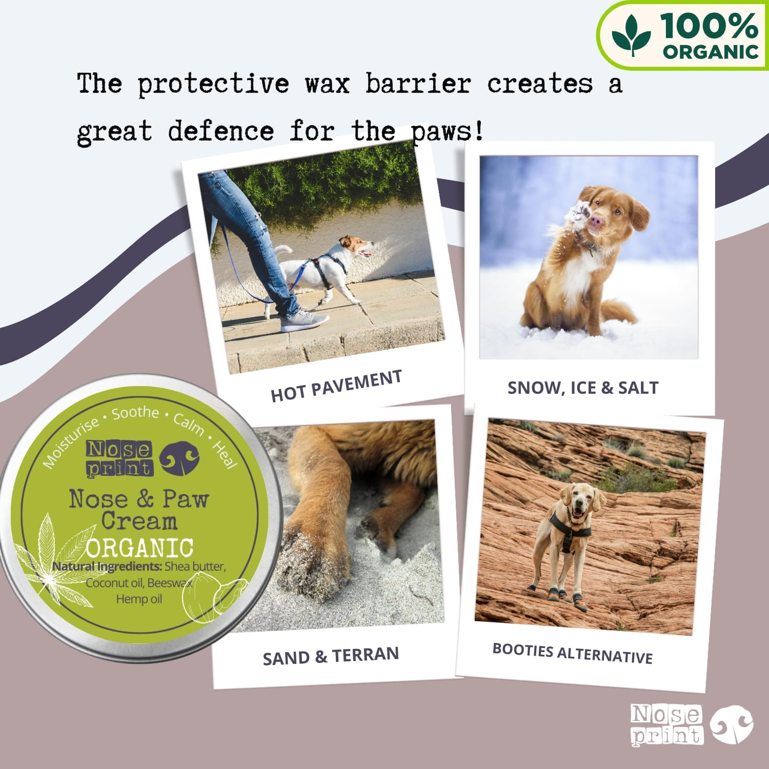 Organic Dog Nose & Paw Balm Paw Protector | Paw Balm for Dogs | Dog Paw Moisturiser Dog Paw Balm Moisturises and Conditions and Relieves Dry and Cracked Pads (30 ML)