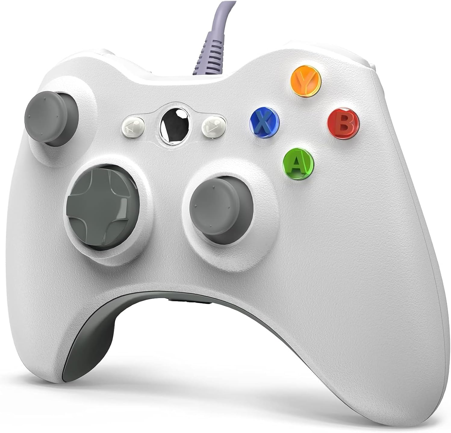 Wired Controller for Xbox 360/PC, USB Gamepad for PC, Joypad for Microsoft Xbox 360/Xbox 360 Slim/Pc Windows 7 8 10 (White)