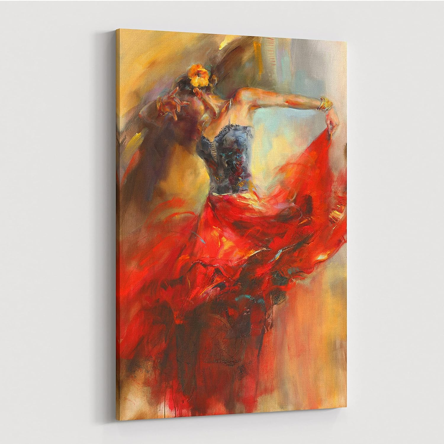 P&L ART. Dancing Lady Oil Paintings on Canvas 24X36 Inch Wall Artwork for Living Room Bedroom Home Decorations Wall Decor Red Girl Dancer Artwork Ready to Hang -Style A