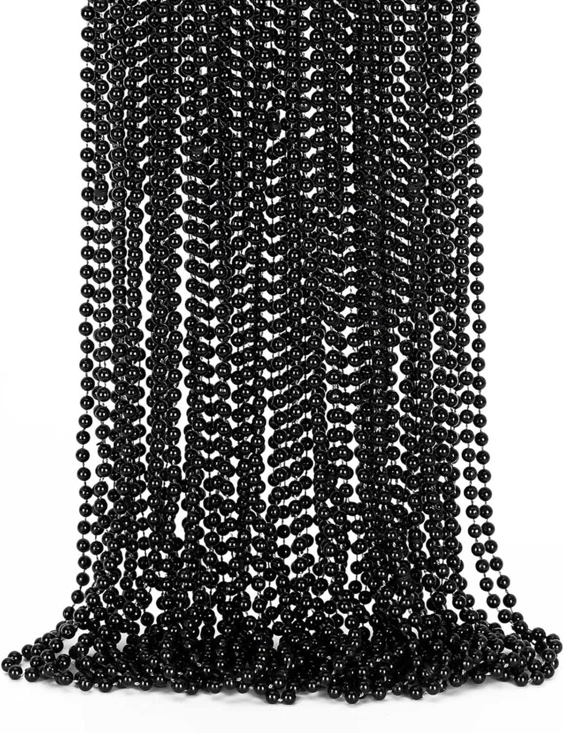 24PCS Black Bead Necklace, Halloween Black Bead Necklaces Stuff Accessories, 33" Mardi Gras Beads Necklace Costume, Festival Parade Throw for Halloween Wedding Party Events Supplies Decorations image number 1