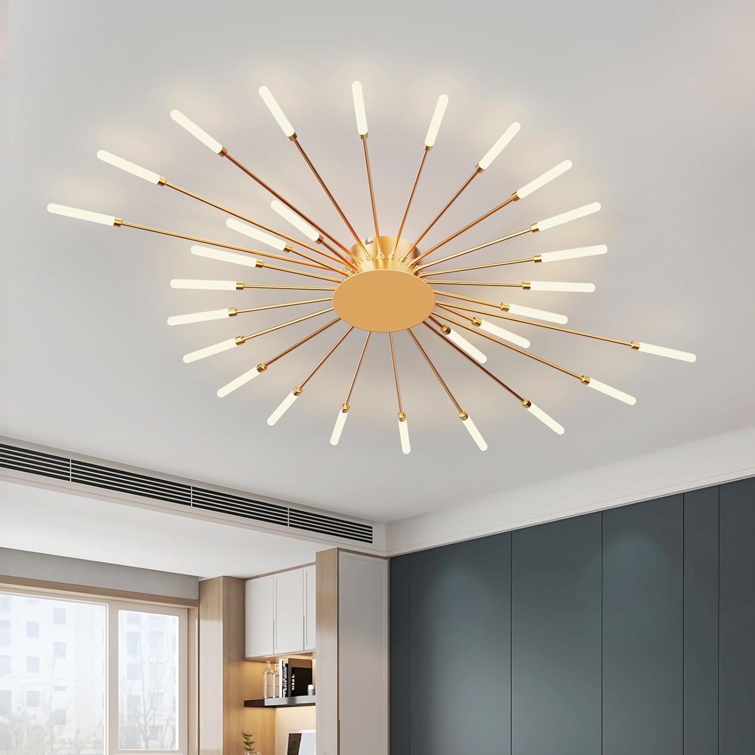 YZBEIMDAI LED Ceiling Light, Modern Living Room Lamp, Fireworks Design, Matel Acrylic Bedroom Lamp, Ceiling Lighting for Living Room, Kitchen, Dining Room, 4000 K Neutral Light image number 3