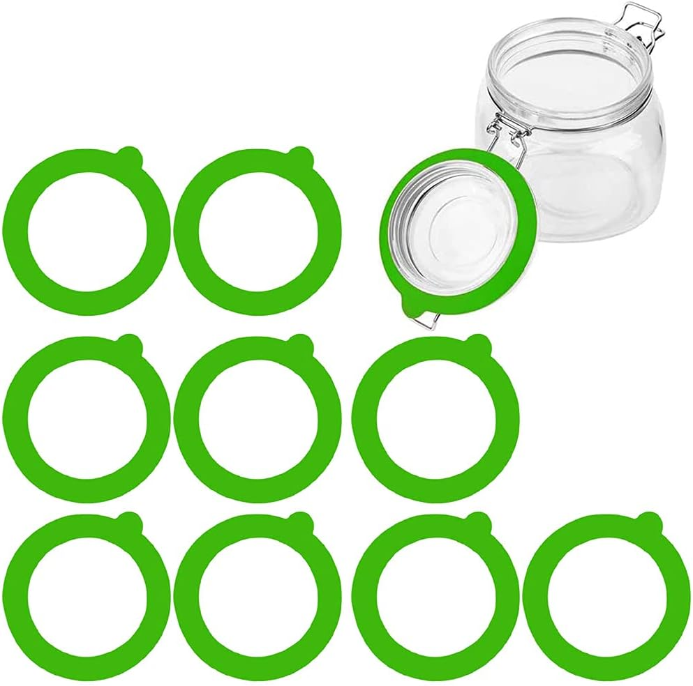 Silicone Replacement Gasket, Airtight Rubber Seals Rings for Mason Jar Lids, Leak-Proof Canning Silicone Fitting Seals for Glass Clip Top Jars (White, 10Pcs)