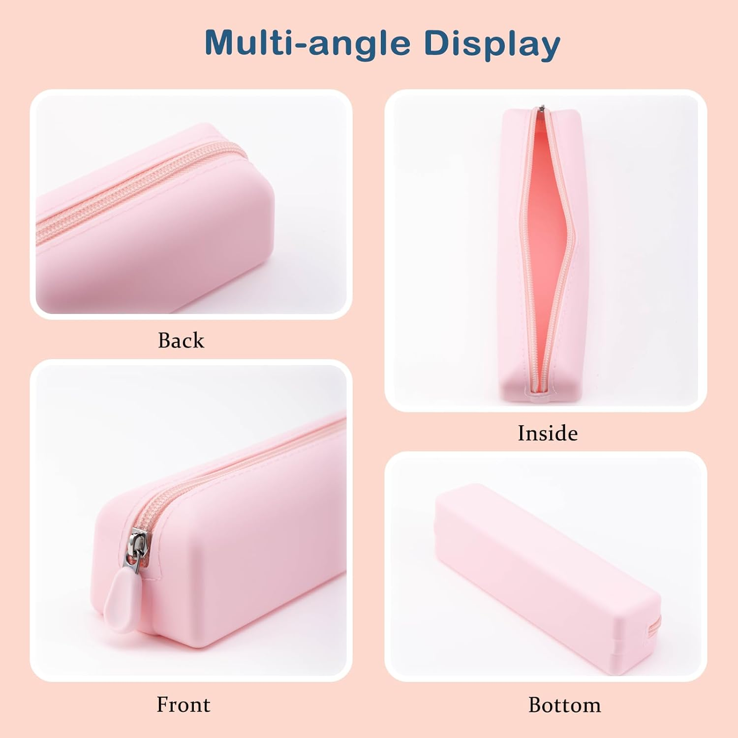 DDPOND Cute Silicone Makeup Brush Holder, Soft Portable Cosmetic Brush Bag with Zipper, Travel Makeup Brush Case(01Lightpink) image number 6