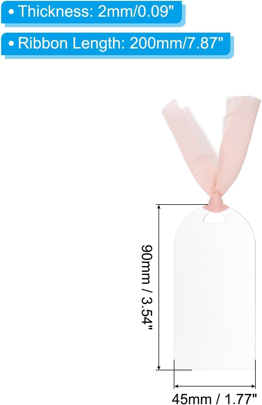 Acrylic Place Cards Wedding Blank Arched Frosted Clear Wedding Reserved Signs, 16Pcs Wedding Reserved Ribbon Seating Tag Blank Arched Acrylic Place Cards,Wedding Blank Arched Acrylic Place Cards image number 6