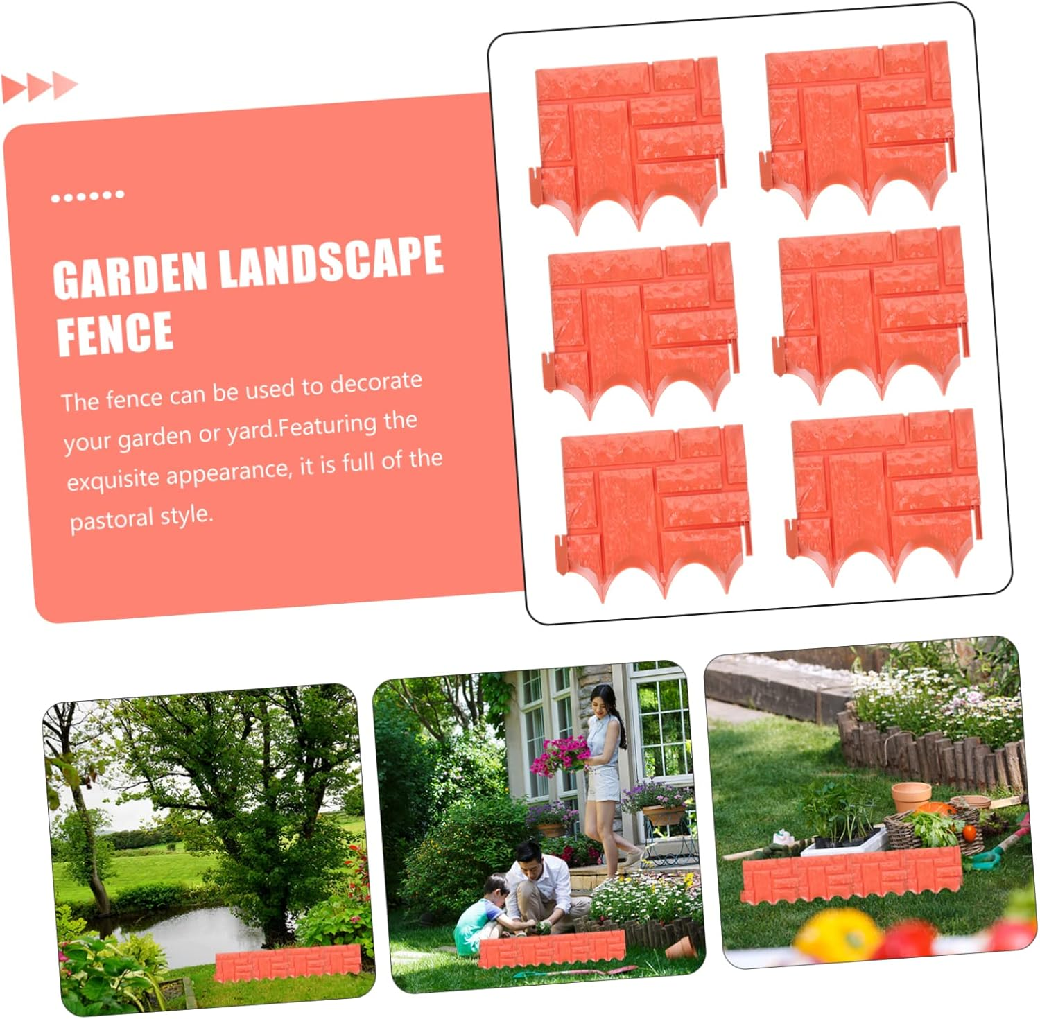 BUTIFULSIC 6Pcs Simulated Fence Garden Edging Plastic Picket Fence for DIY Decorative Plant Border Lawn Garden Borders