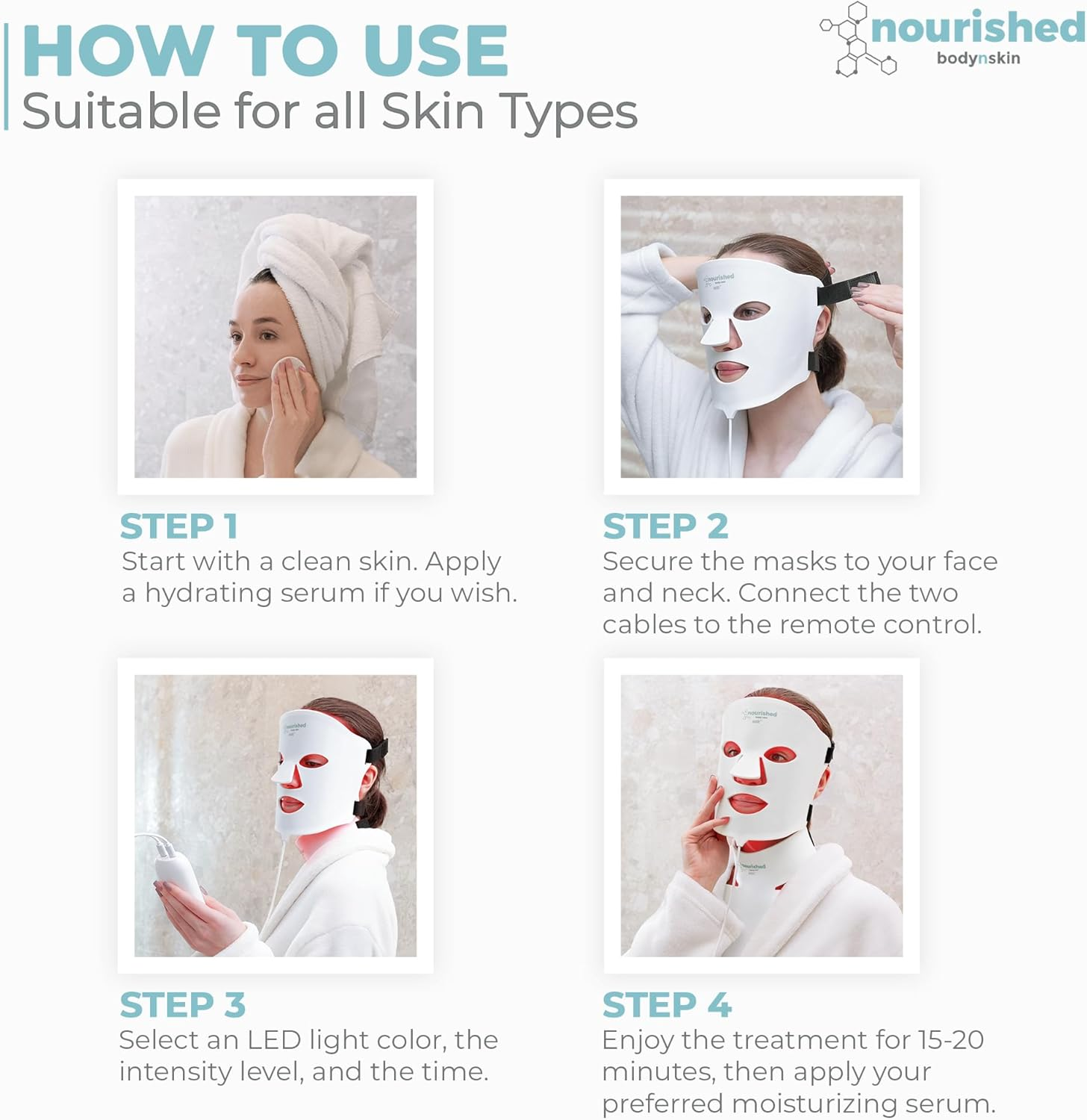 7 Colors LED Face and Neck Mask with Near-Infrared - Blue, Red Light Therapy for Face - 228 Leds - Skincare Tool for Anti-Aging image number 3