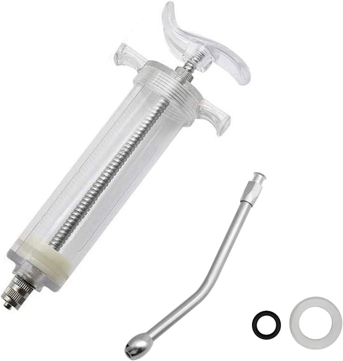 1 Set Feeding Syringe with Drench Nozzle Adjustable Dosage Reusable Drench Gun Syringe for Goat, Horse, Sheep, Dog, Pig, Cat, Bird, Small Pet (L-100Ml) image number 1