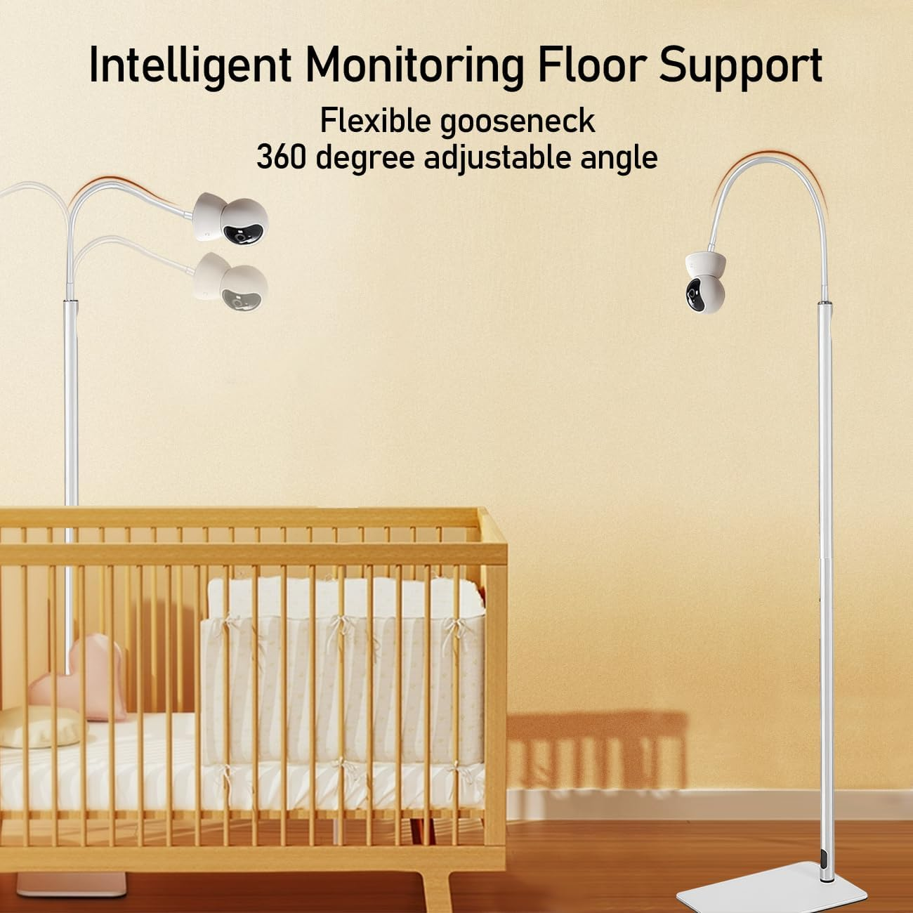 Universal Baby Monitor Floor Stand Mount - Height Adjustable, 360&deg; All-Round Monitoring, Compatible with Arlo, Motorola, Hello Baby & More image number 5