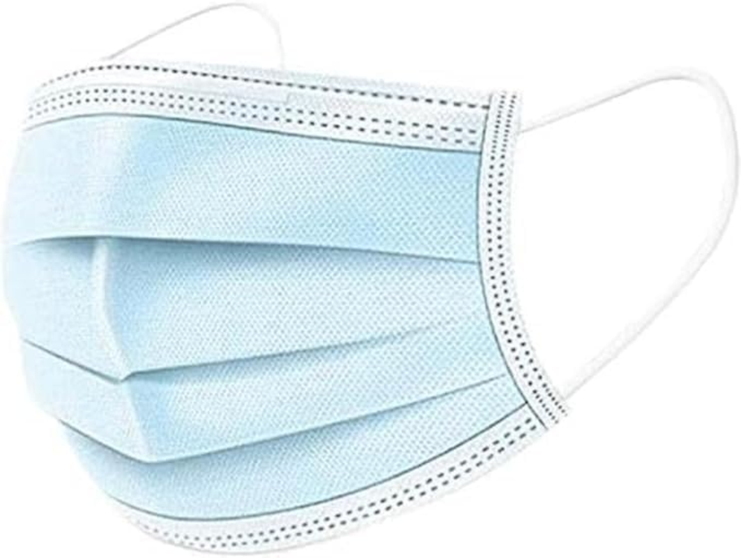 Disposable Face Masks, Blue, 3-Layer Filter, Elastic Ear Loops, Adjustable Nose Clip, 100 Pack image number 1