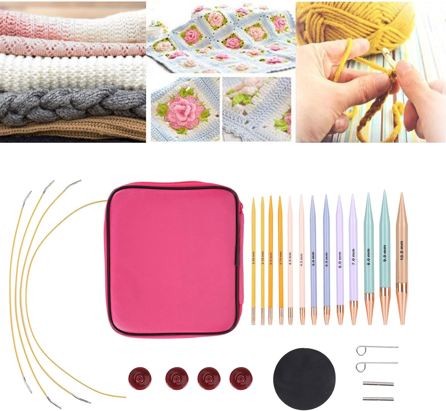 Crochet Needles Set, 13PCS Crochet Hooks Kit with Storage Case, Multicolor Circular Knitting Needles, DIY Hand Craft Art for Women Beginners Housewives image number 3