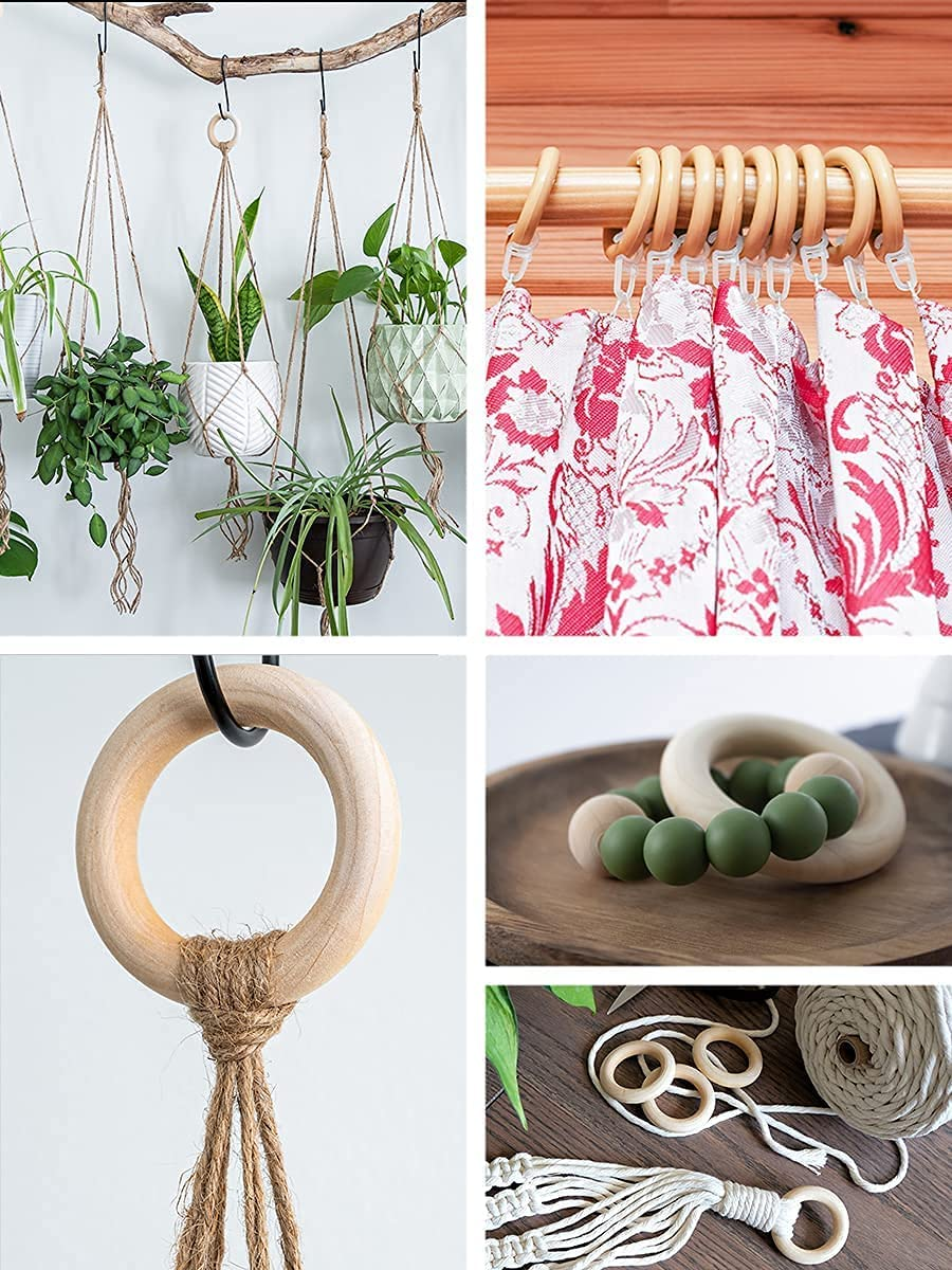 ALINK 50 Pcs Unfinished Natural Wooden Rings Wood Rings for Craft, Ring Pendant, DIY Connectors, Jewelry Making, 5 Size (3Cm, 4Cm,5Cm, 6Cm, 7Cm) image number 6