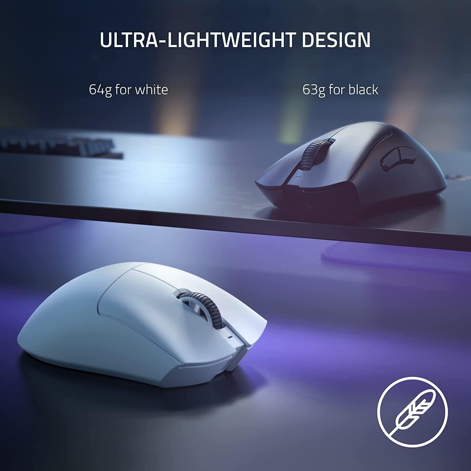 Razer Deathadder V3 Pro - Lightweight Wireless Ergonomic Esports Mouse (63G Lightweight Design, Focus Pro 30K Optical Sensor, Mouse Switches Gen-3, Hyperspeed Wireless) White image number 2