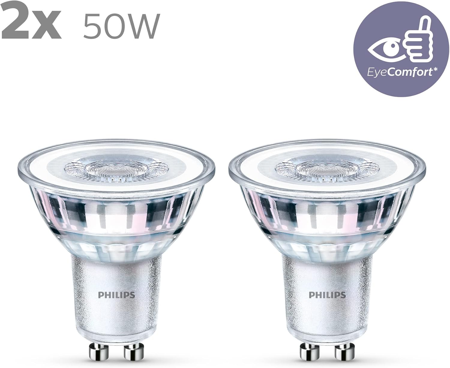 Philips LED Classic Single Pack [GU10 Spot] 4.6W - 50W Equivalent, 220-240V, Cool White 4000K (Non-Dimmable) image number 3