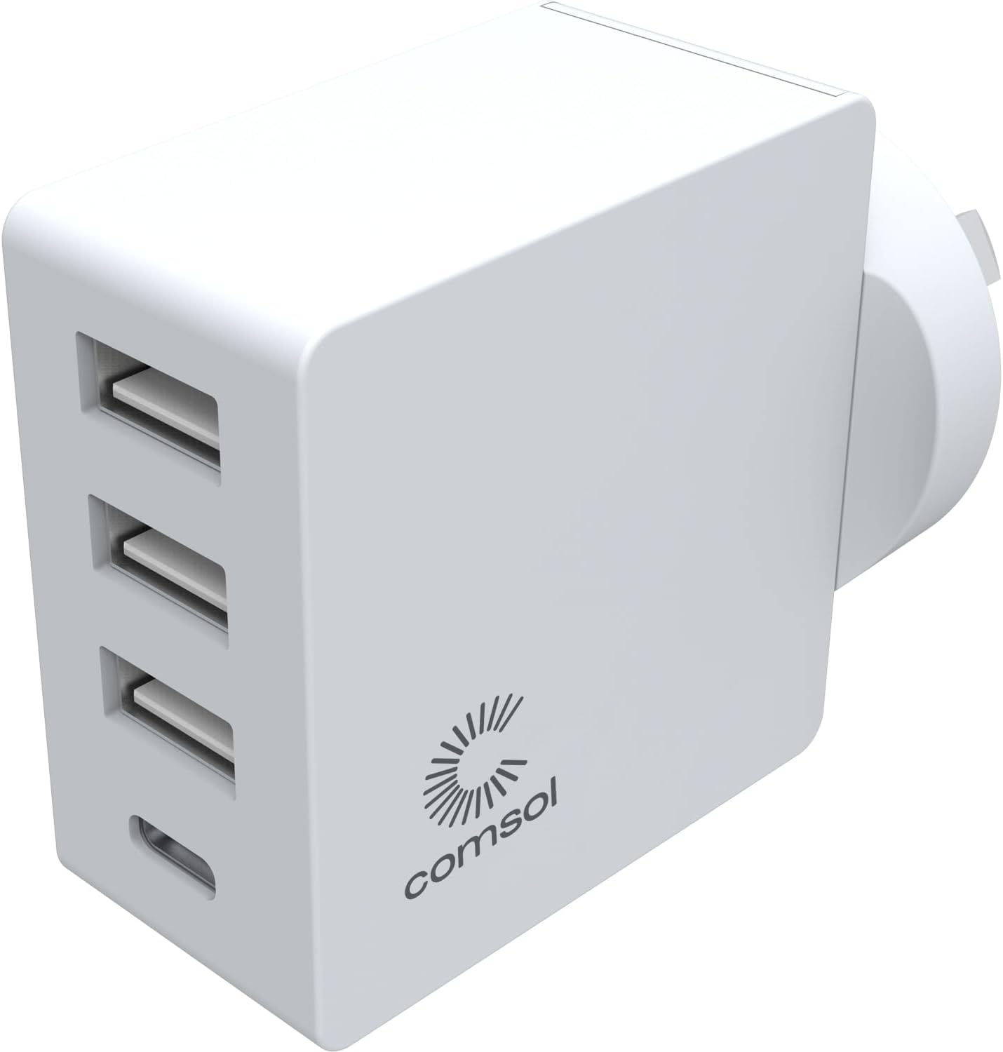 Comsol 4 Port 24W USB Wall Charger with USB-C
