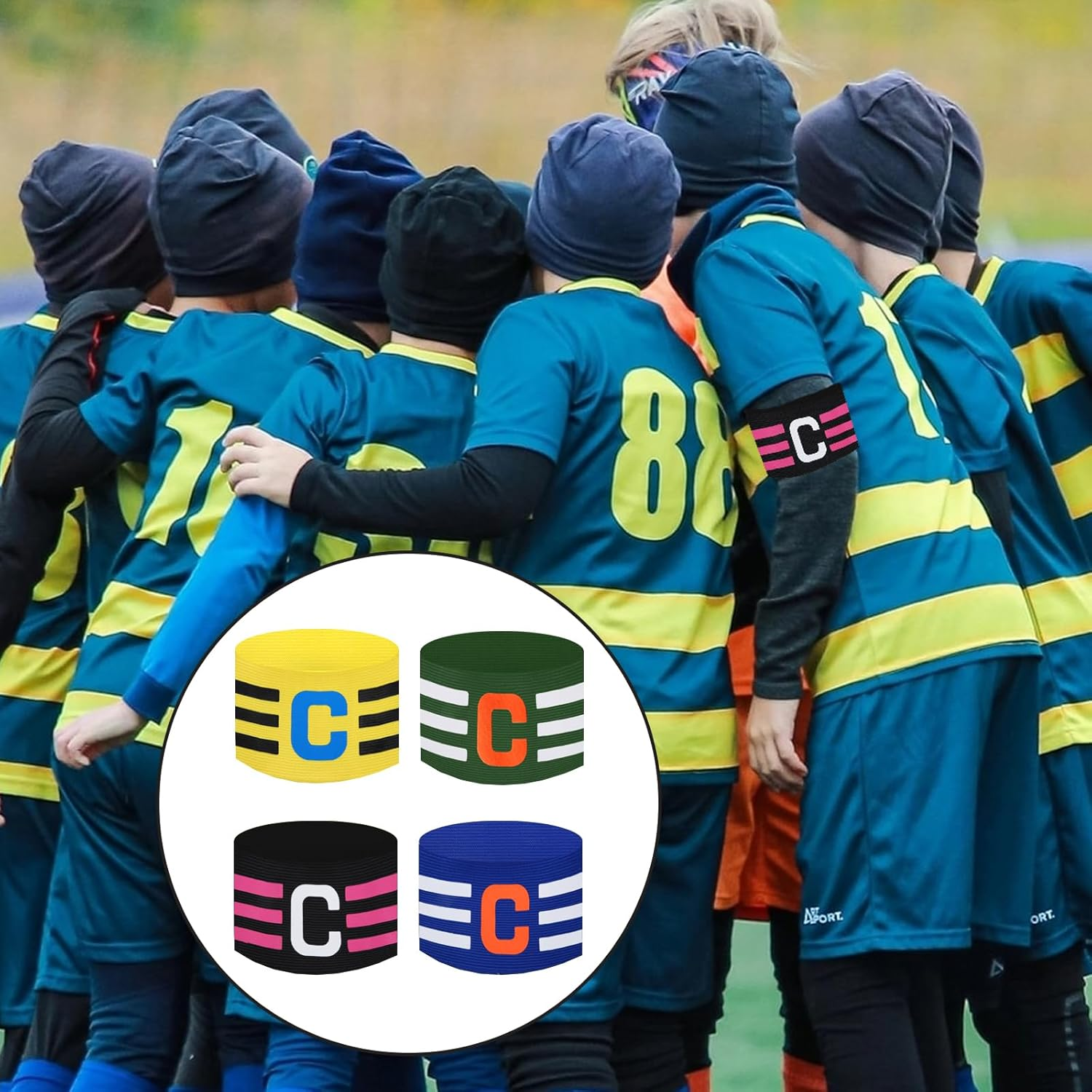 4 Pcs Captains Armband, Adjustable Captain Armband Football for Adult and Youth Multicolour Elastic Sports Arm Bands Rugby Armband Sports Arm Bands for All Sports Events Clubs Teams image number 2