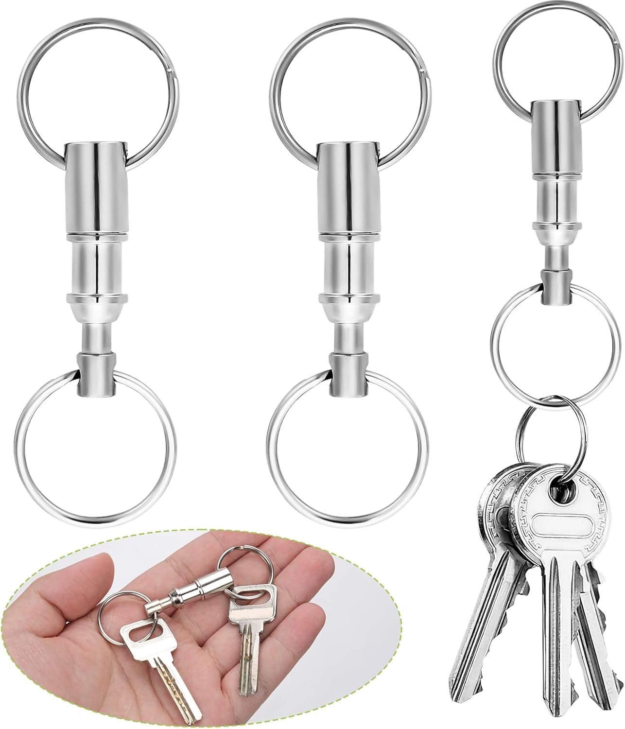 Quick Release Keychain, Detachable Dual Pull Apart Key Chain Quick Disconnect Keychain Snap Lock Holder Convenient image number 2