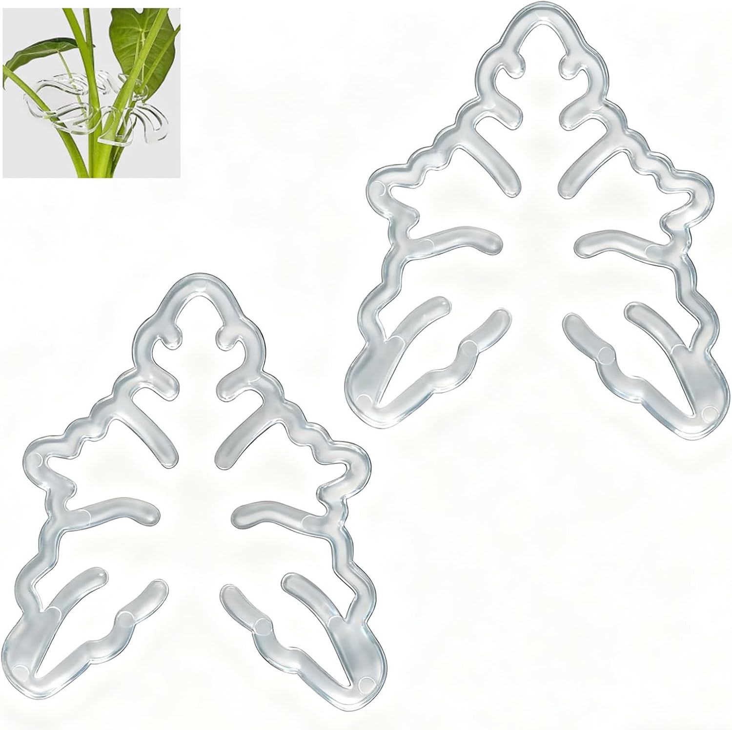 2Packs Leaf Plant Support for Monstera - Aesthetic Bamboo Clamp Set with Support Rings, Unique Plant Stakes for Vertical Growth | Durable 2-Piece Plant Support System image number 4