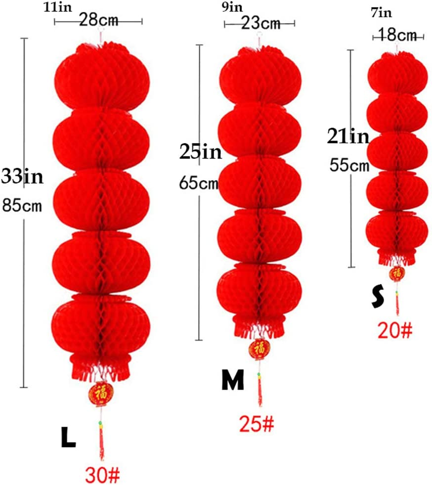 4 Strings 20 PCS Chinese Style Red Lantern String Paper Lanterns Decoration for Chinese New Year Spring Festival Mid-Autumn Festival Christmas Patio Garden Parties Decoration (Large) image number 1