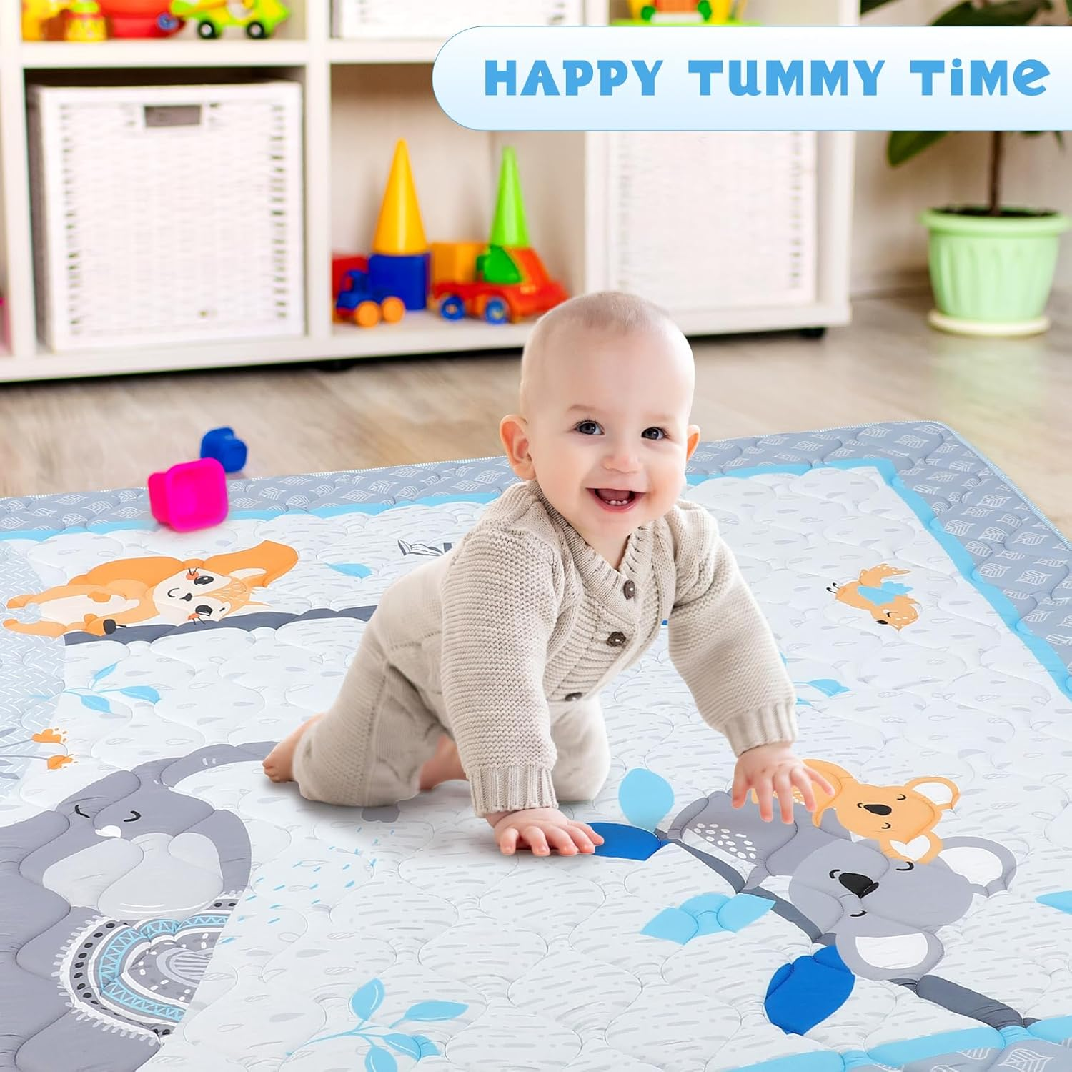 Decalsweet Baby Play Mat 150 X 180 Cm with Non-Slip, Extra Thick 2 Cm Soft Crawling Mat Baby, Foldable Crawling Blanket for Baby Crawling Rug for Children'S Room Indoor Outdoor Fence (Forest Animals) image number 2