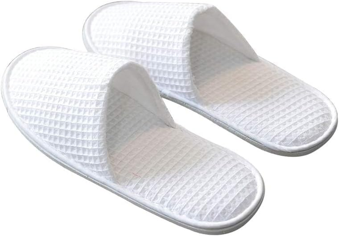 5 Pairs Disposable Slippers Open Toe Non-Slip Hotel Spa Slippers Flat Waffle White House Shoes Sandals for Spa, Party Guest, Hotel and Travel image number 6