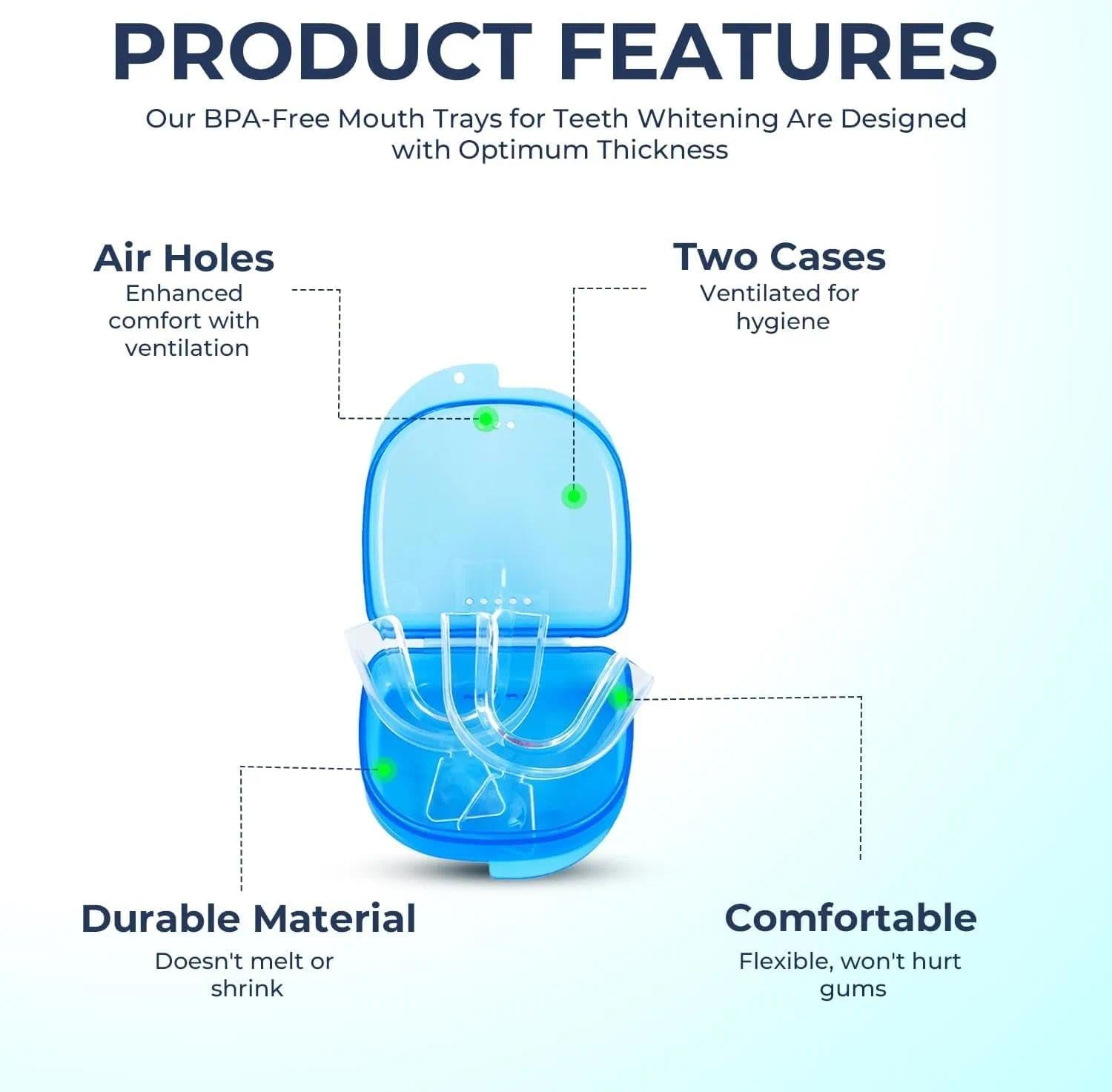 Teeth Whitening Kit &ndash; 4 Pack Moldable Teeth Whitening Trays with 2 Storage Cases, Thermoforming Mouth Guards for Teeth Whitening & Grinding Protection &ndash; by Fengea image number 1