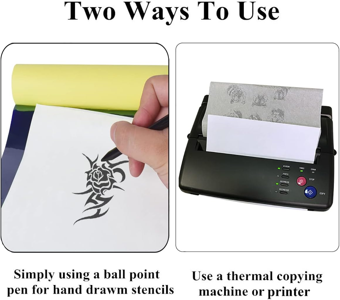 Blank Tattoo Skin Practice, 8Pcs Eyebrow Tattoo Skin Practice,Tattooing Skins Microblading Eyebrow Practice Skin for Tattoo Supplies,Tattoo Kit,For Beginners and Experienced Tattoo Artists (100 PCS Tattoo Stencil Paper) image number 4