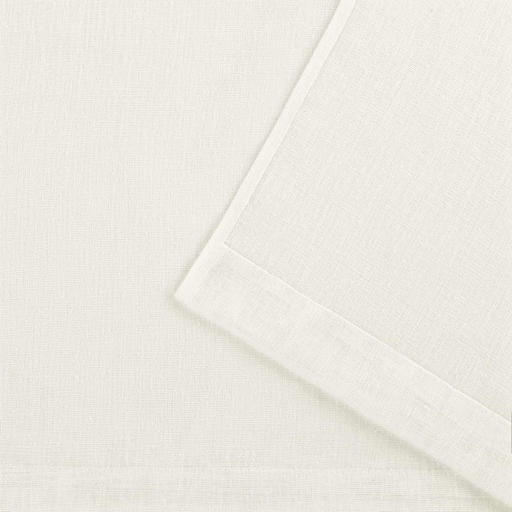 Exclusive Home Curtains Belgian Pinch Pleat Sheer Textured Linen Look Jacquard Pinch Pleat Panel Pair, 50X96, Snowflake, 2 Count