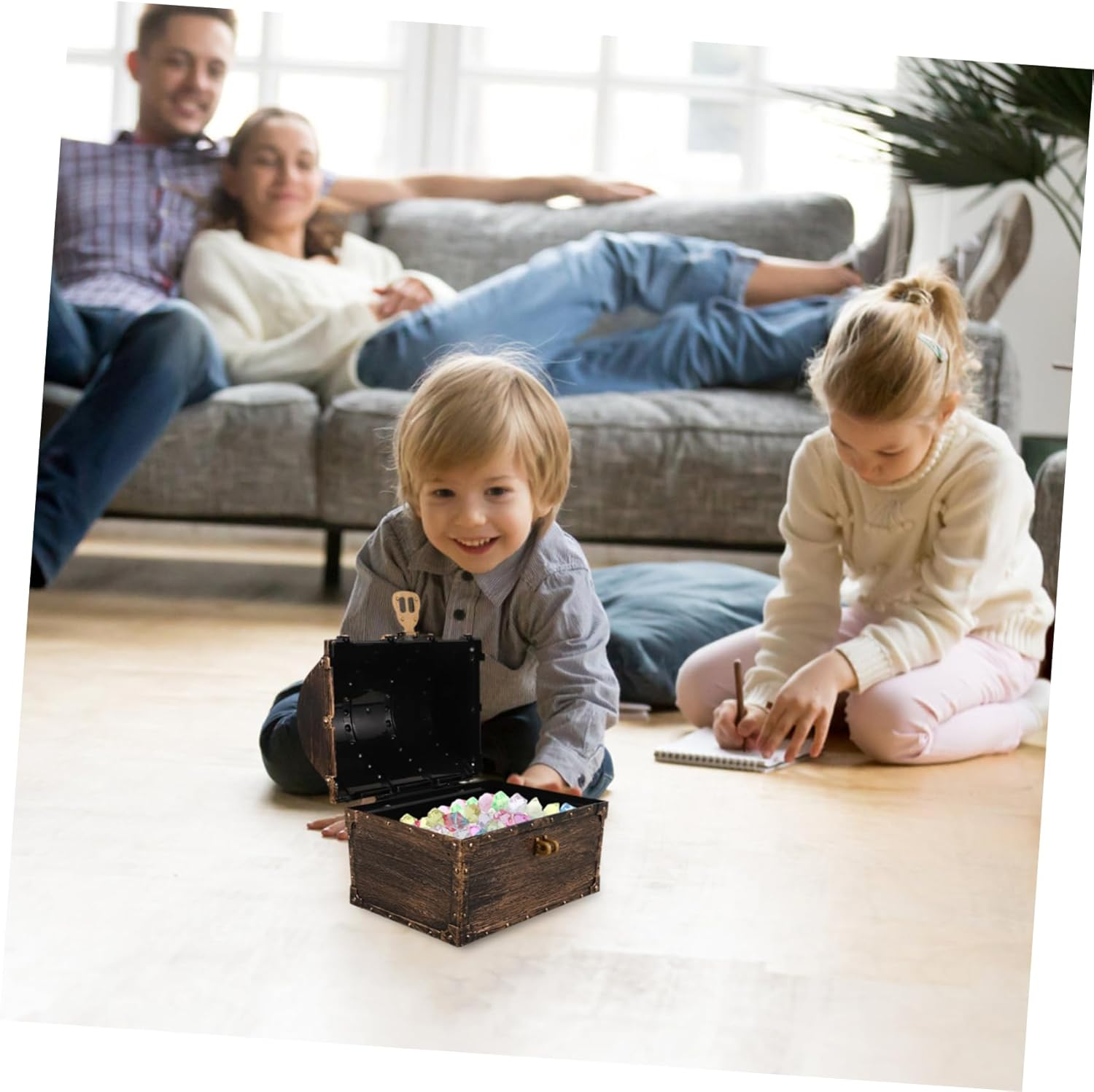 Mini Pirate Treasure Chest Decorative Small Vintage Treasure Box Lock and Key Bronze Color Trinket Storage Box for Boys and Girls Toy Organization image number 6