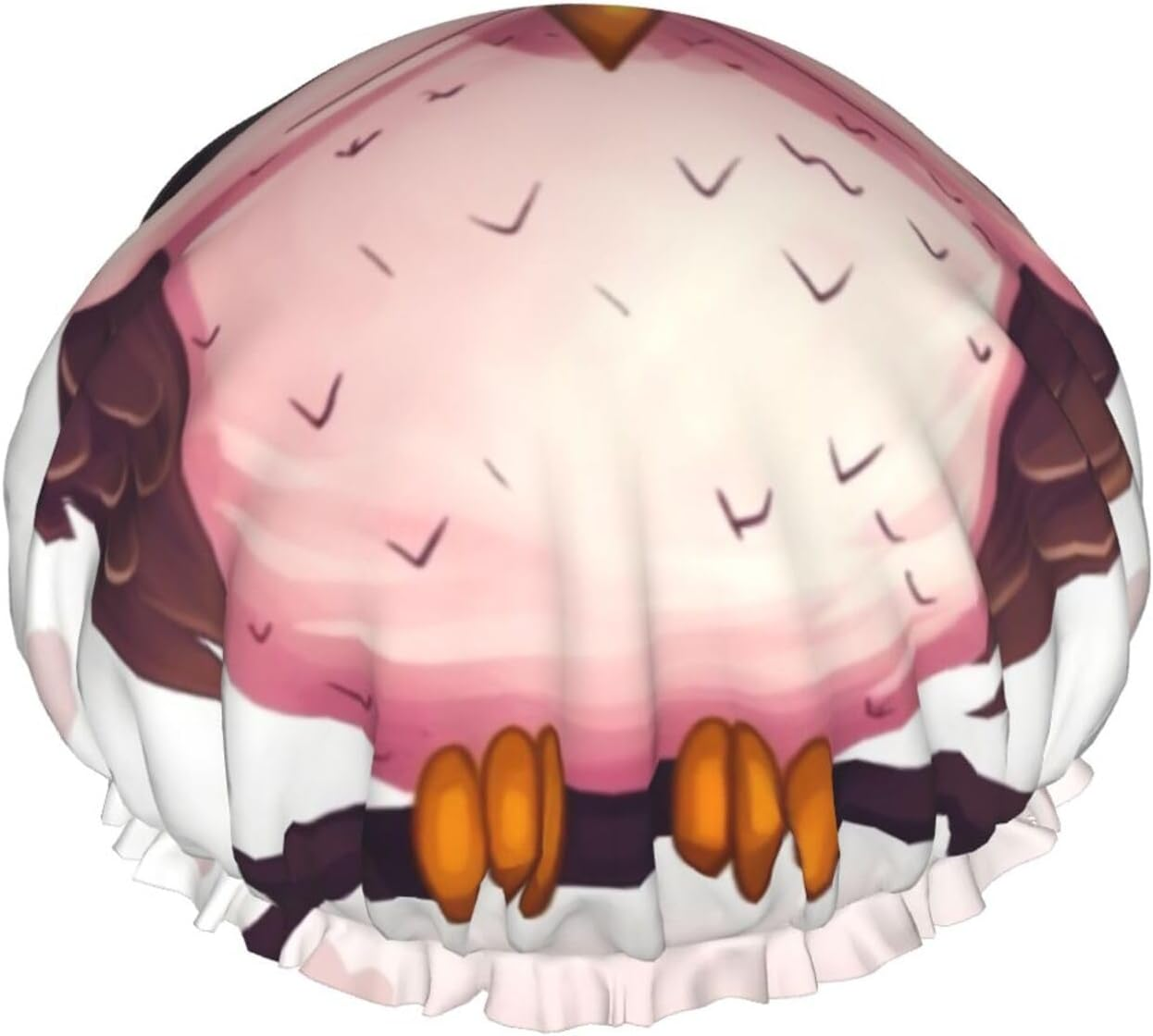 Cute Owl Shower Cap for Women Reusable Double Layers Bathing Bath Cap Hair Caps Waterproof Elastic Band Ladies Spa Salon Shower Hat Hair Caps image number 5