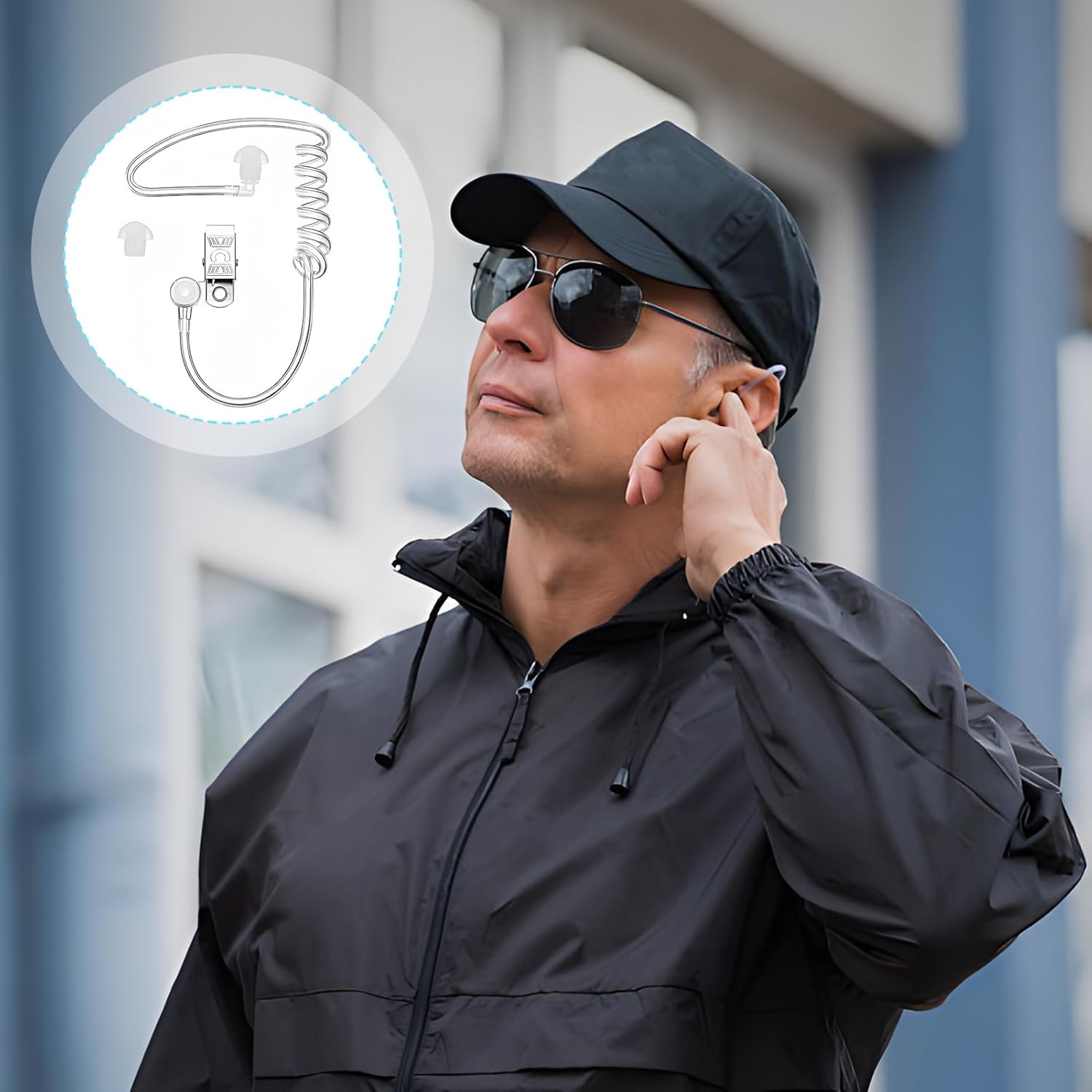 Earphones Sound Tube for Radios, Sound Tube Ear Insert, Bi-Directional Receiver, Transparent, Includes Retaining Clip and Earplugs, Suitable for Intercoms, One-Ear Headphones